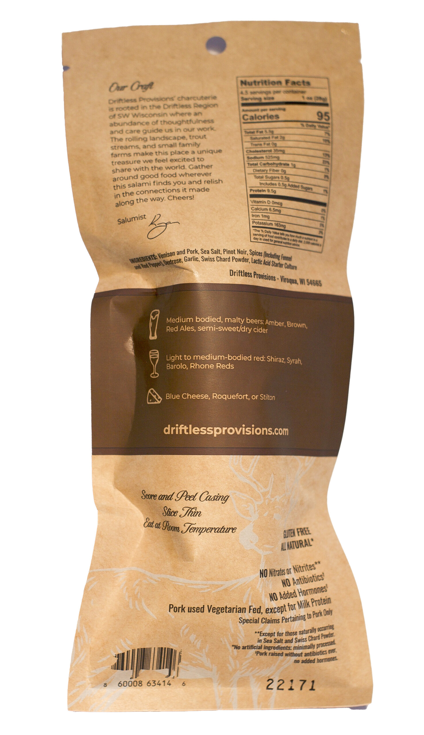 Venison Picante, back label